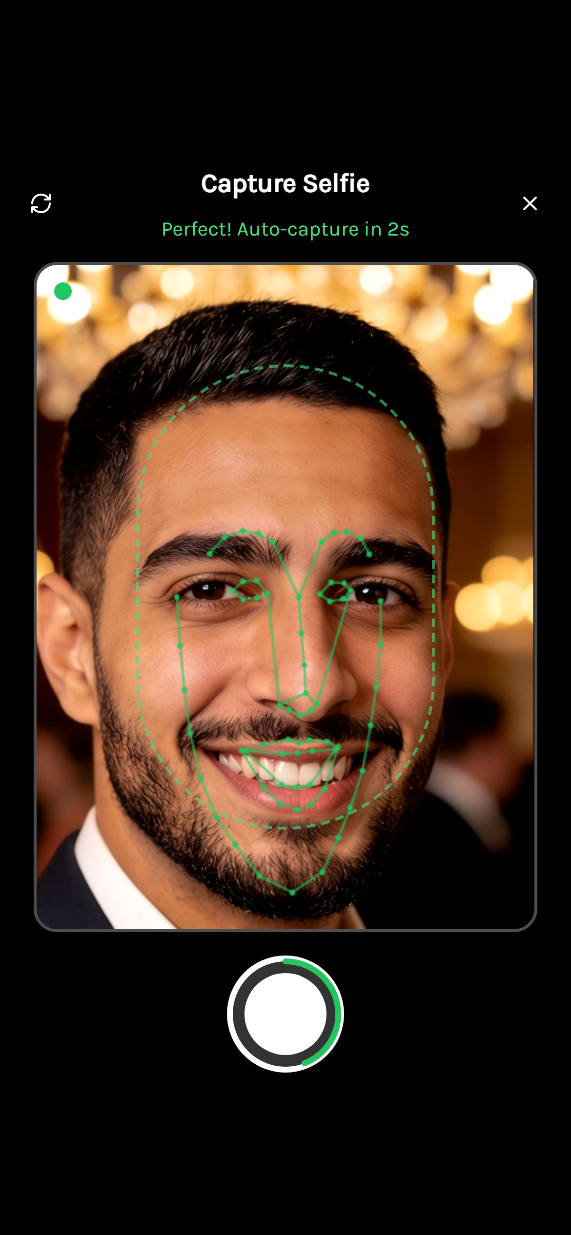 يلتقط الضيف صورة سيلفي مع كشف مباشر للوجه