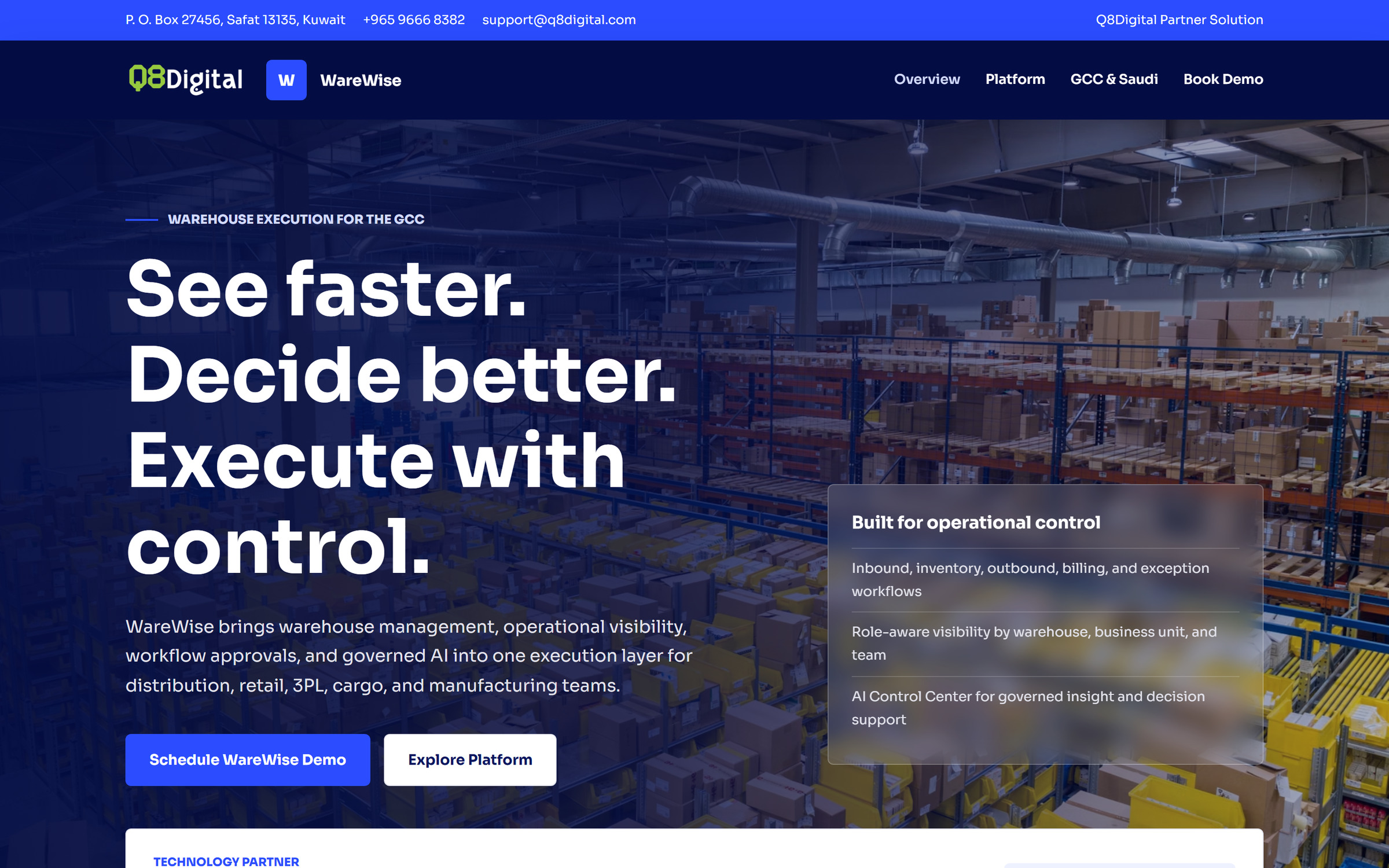 صفحة WareWise: تشغيل المستودعات في الخليج